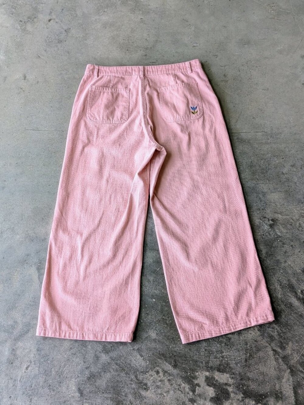 Modcloth x Princess Highway Chain of Wildflowers Embroidered Jeans Pink size 16 - Picture 9 of 9